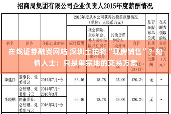 在线证劵融资网站 深圳土拍将“现房销售”？知情人士：只是单宗地的交易方案