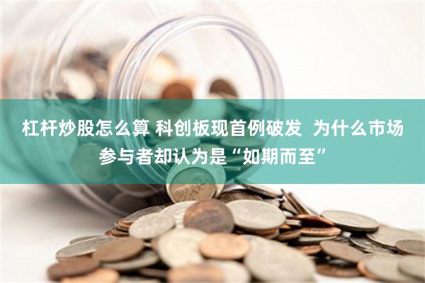 杠杆炒股怎么算 科创板现首例破发  为什么市场参与者却认为是“如期而至”